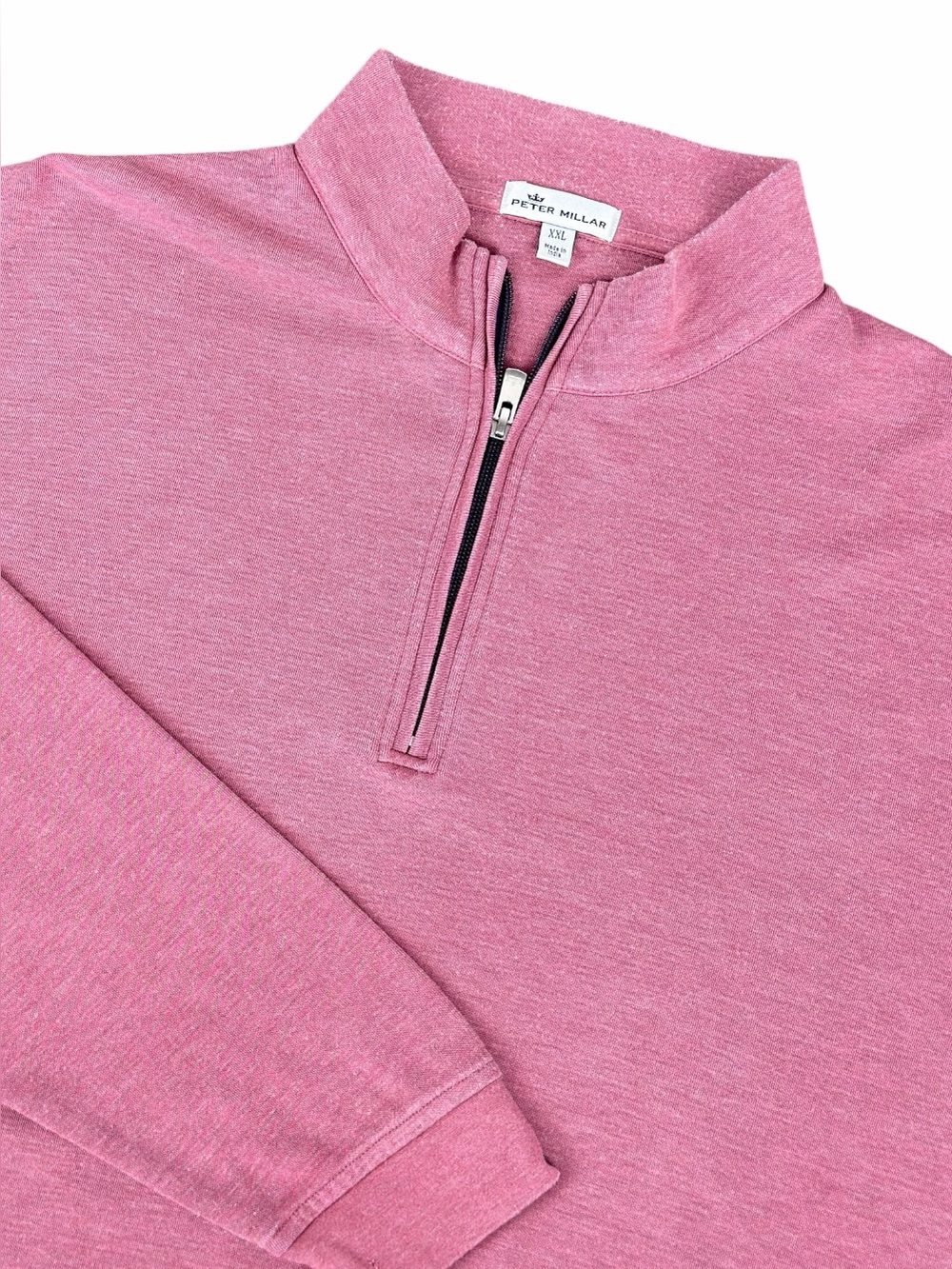 Peter Millar Mens XXL Quarter Zip Pullover Salmon Pink Cotton Modal Golf Sweater